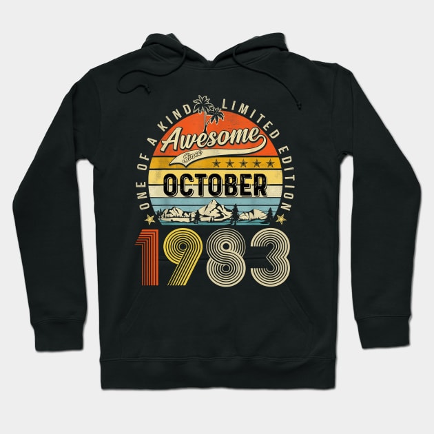 Awesome Since October 1983 Vintage 40th Birthday Hoodie by Gearlds Leonia